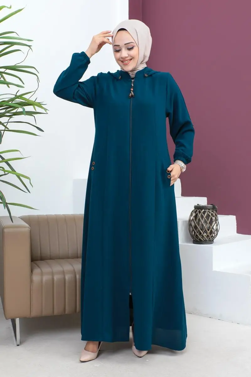 Nakış Işlemeli Ferace Indigo-detail