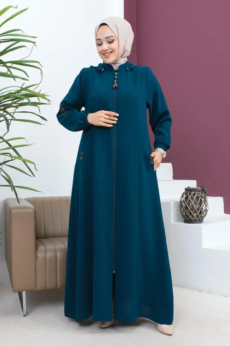 Nakış Işlemeli Ferace Indigo-detail