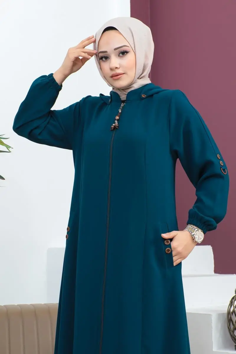 Nakış Işlemeli Ferace Indigo-detail