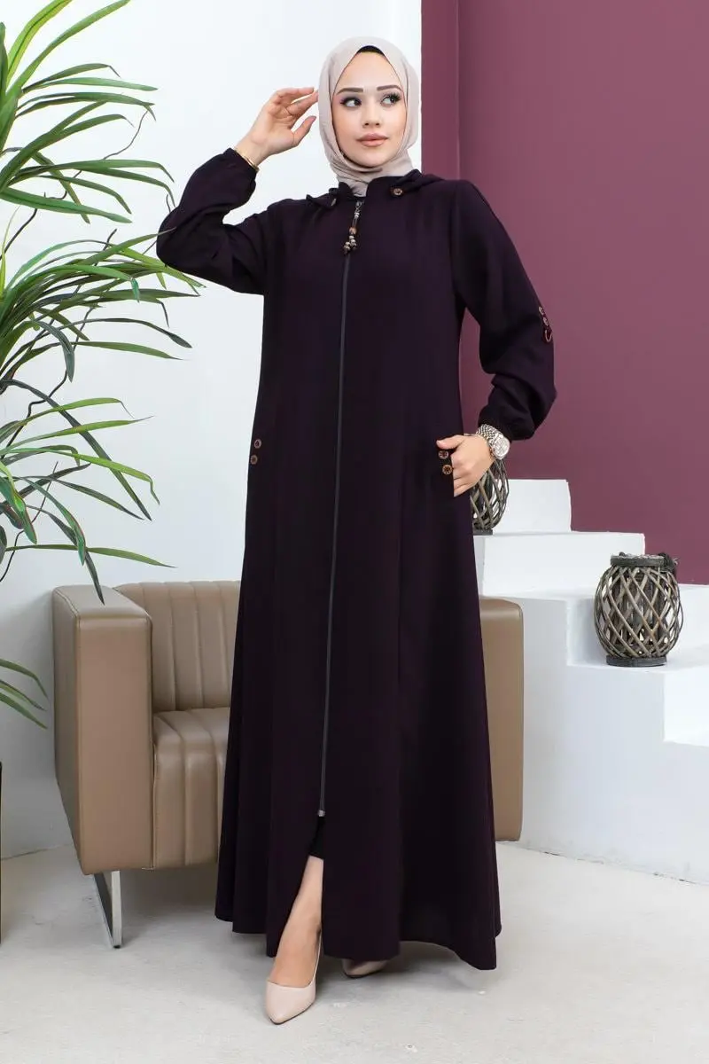 Nakış Işlemeli Ferace Mürdüm-detail