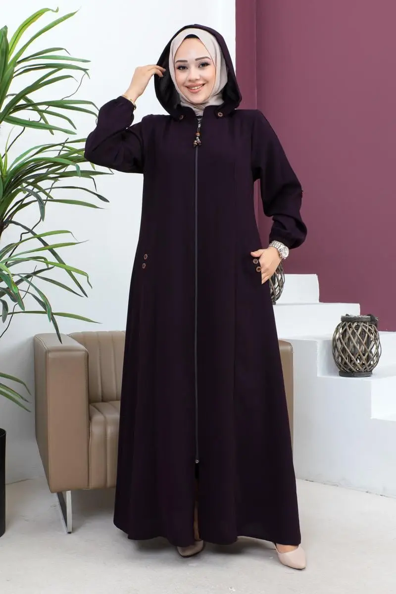 Nakış Işlemeli Ferace Mürdüm-detail