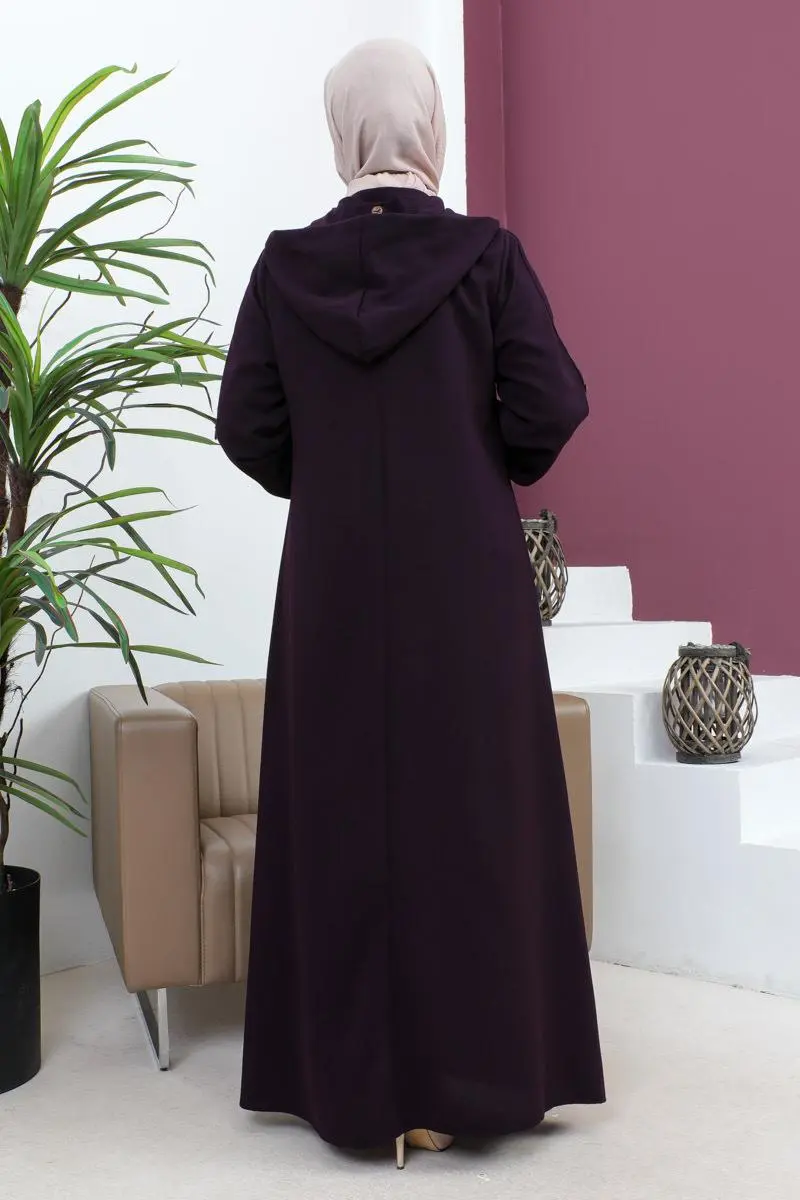 Nakış Işlemeli Ferace Mürdüm-detail