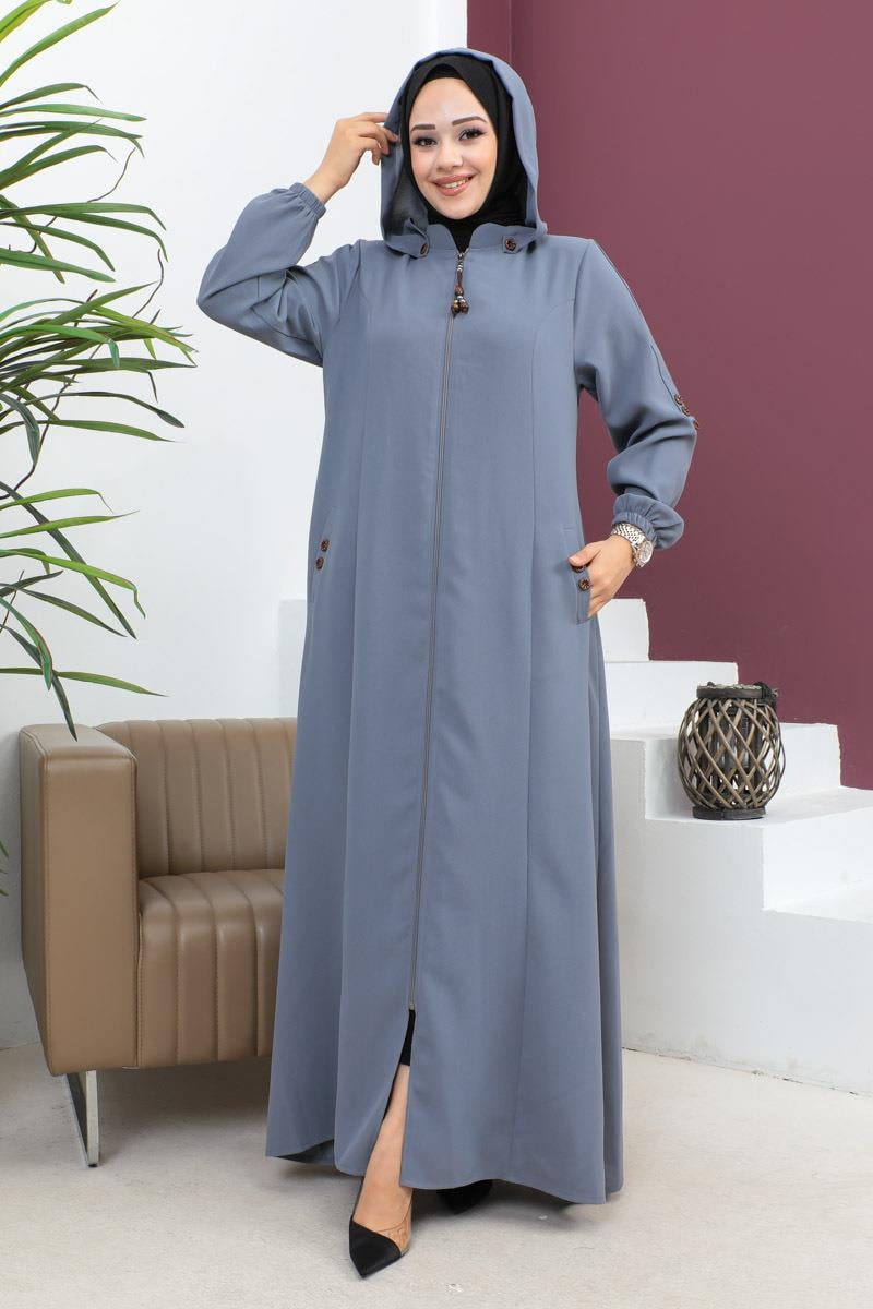 Nakış Işlemeli Ferace Gri