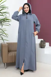 Nakış Işlemeli Ferace Gri