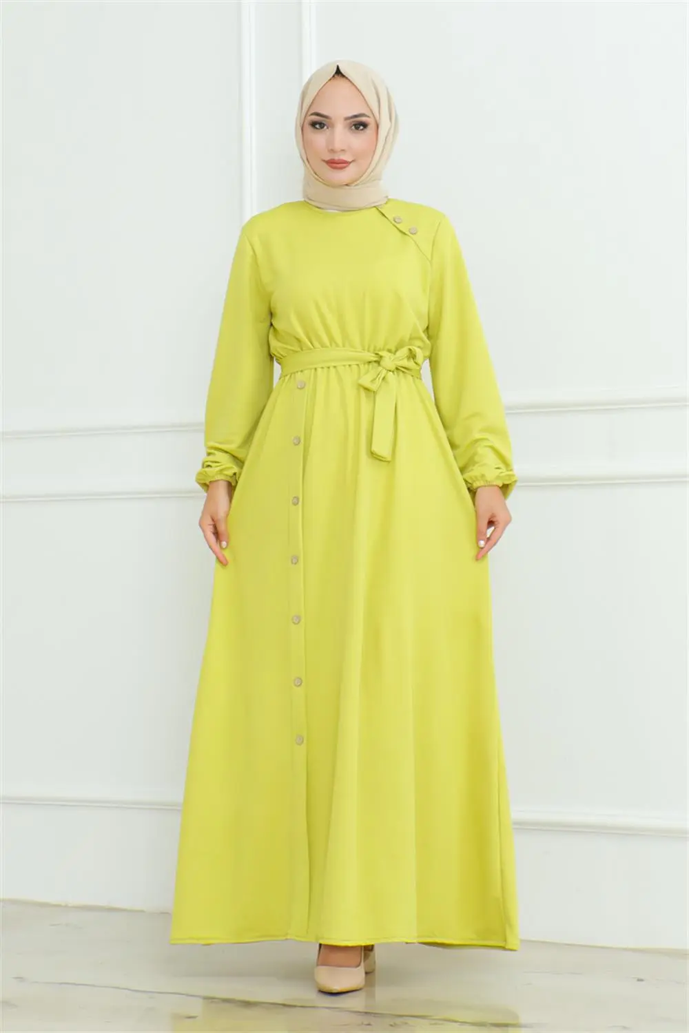 Omuz Detaylı Düğmeli Elbise-detail