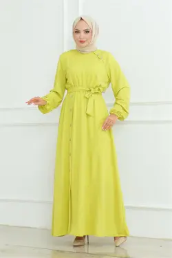 Omuz Detaylı Düğmeli Elbise