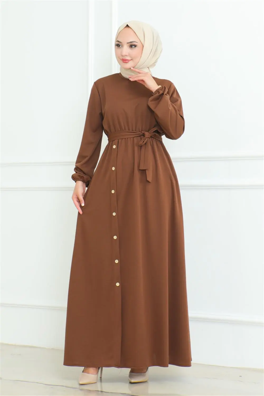 Omuz Detaylı Düğmeli Elbise-detail