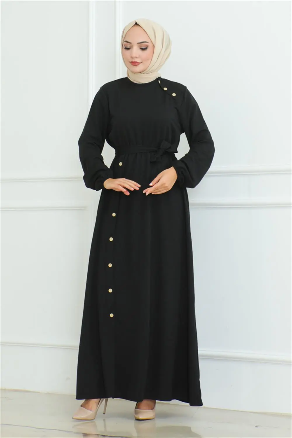 Shoulder Detailed Buttoned Dress-detail