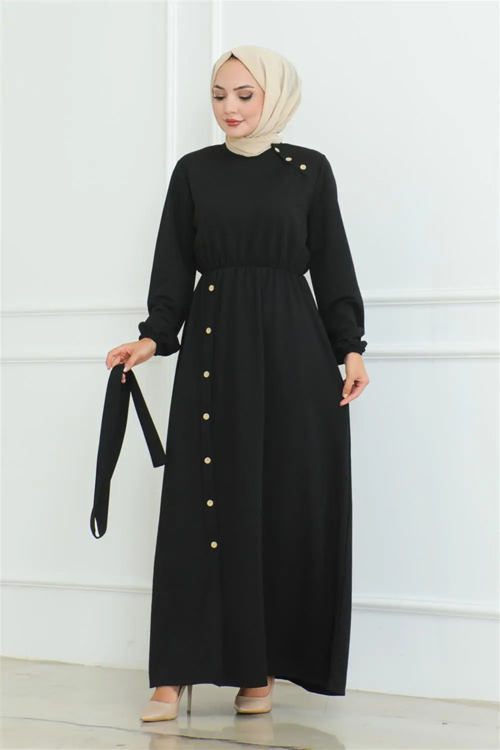 Shoulder Detailed Buttoned Dress-detail