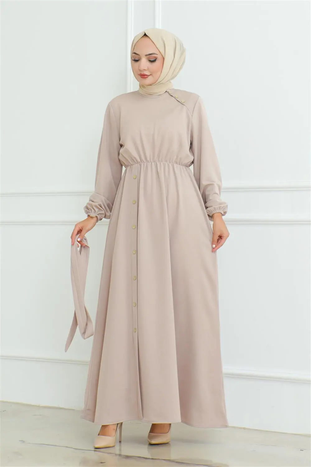 Shoulder Detailed Buttoned Dress-detail