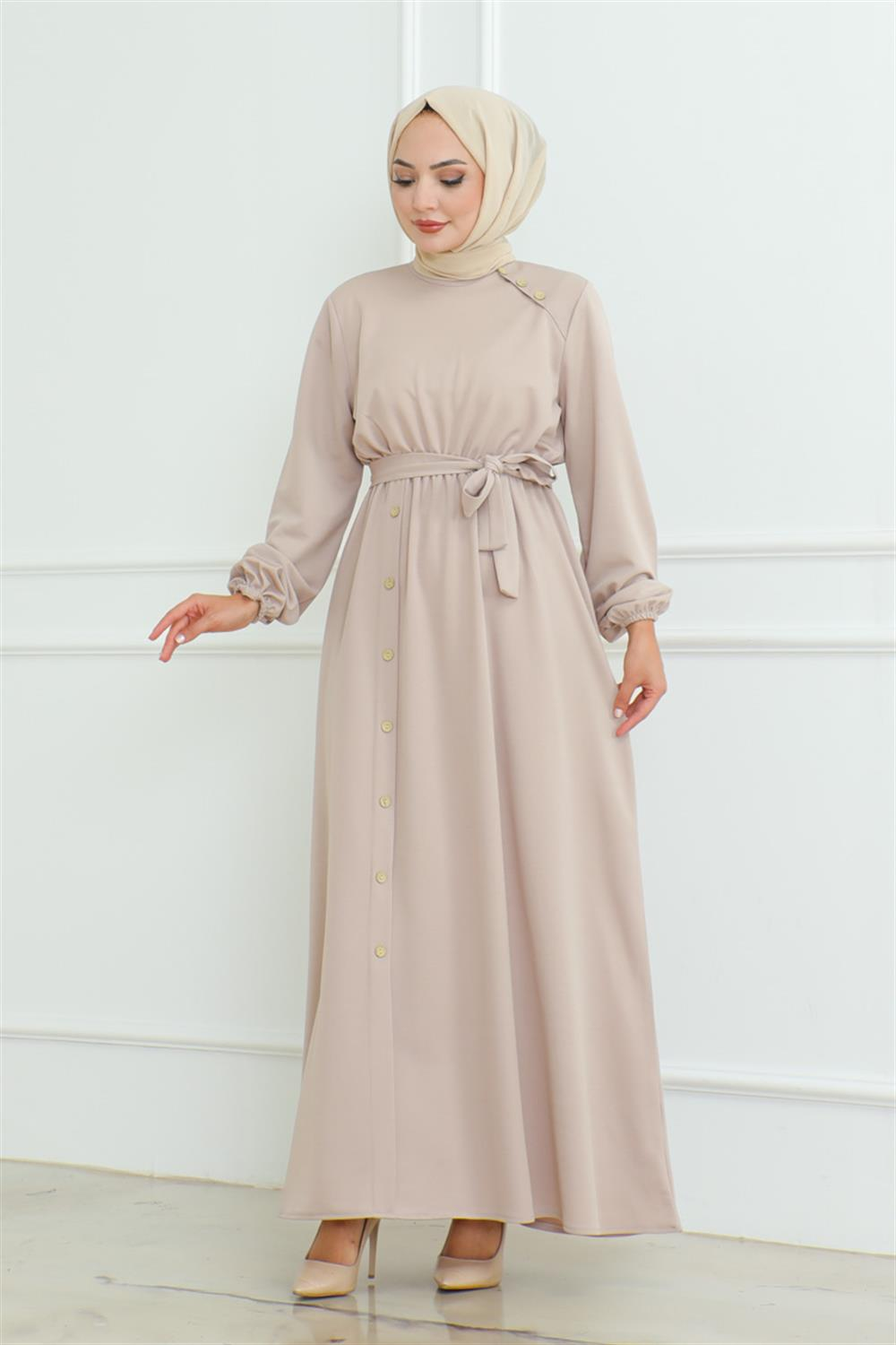 Shoulder Detailed Buttoned Dress