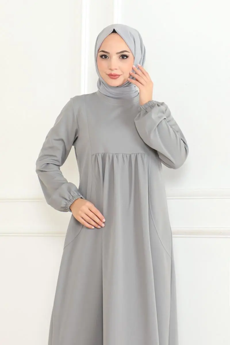 Front Pleated Casual Dress-detail