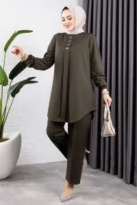 Önden Patlı Krep Takım Haki