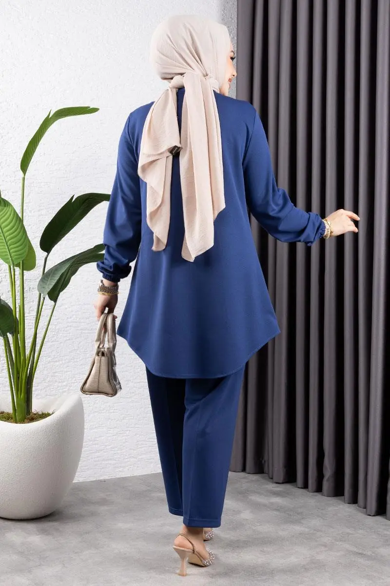 Önden Patlı Krep Takım Indigo-detail