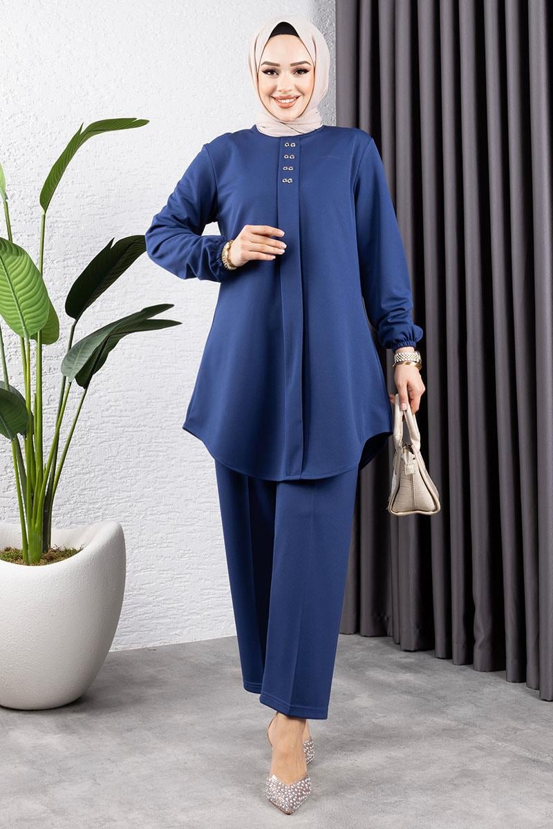 Önden Patlı Krep Takım Indigo