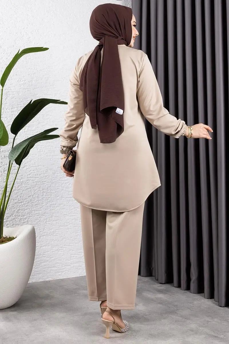 Önden Patlı Krep Takım Vizon-detail