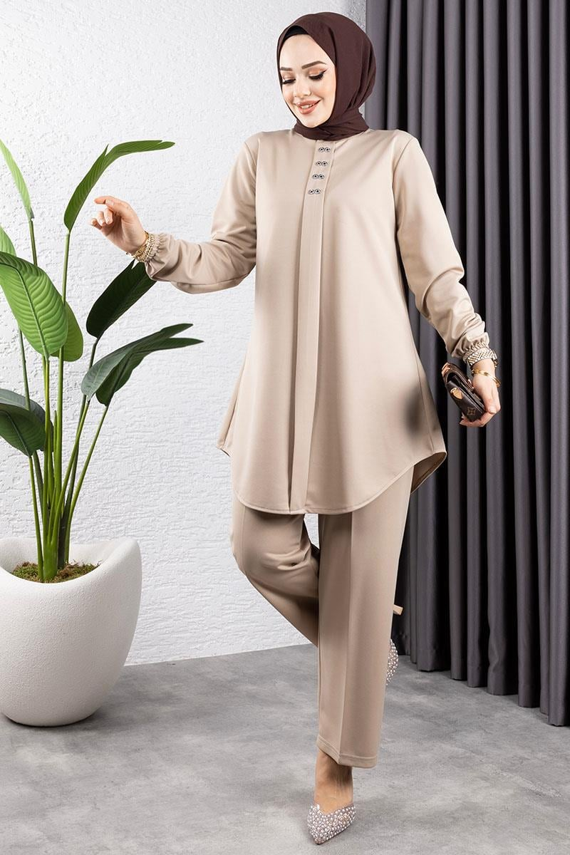 Önden Patlı Krep Takım Vizon