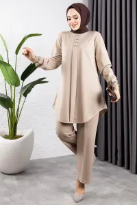 Önden Patlı Krep Takım Vizon