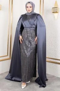 Satin Evening Dress With Drape Detail On The Front