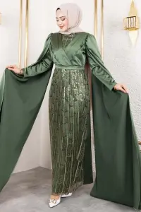 Önü Drape Detaylı Saten Abiye