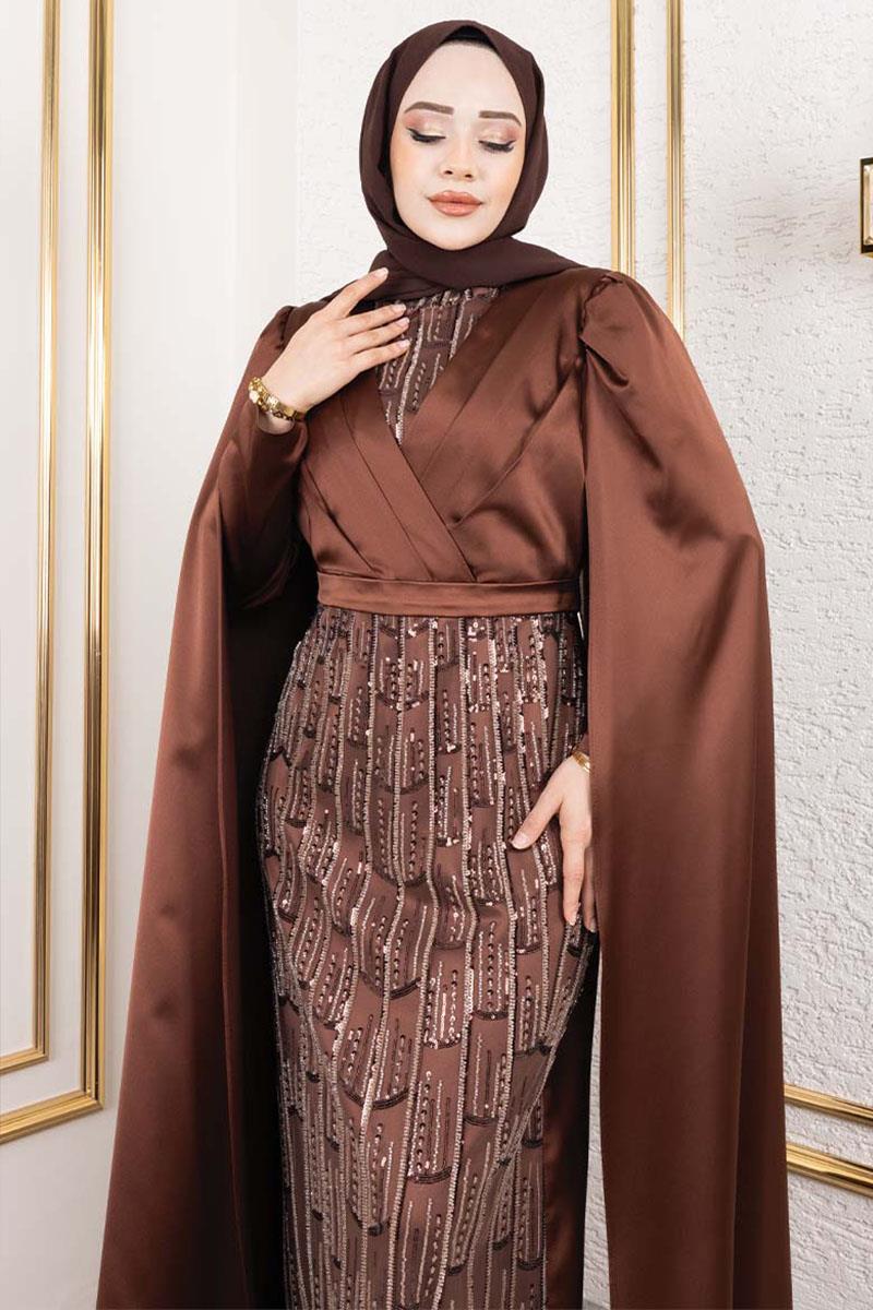 Önü Drape Detaylı Saten Abiye