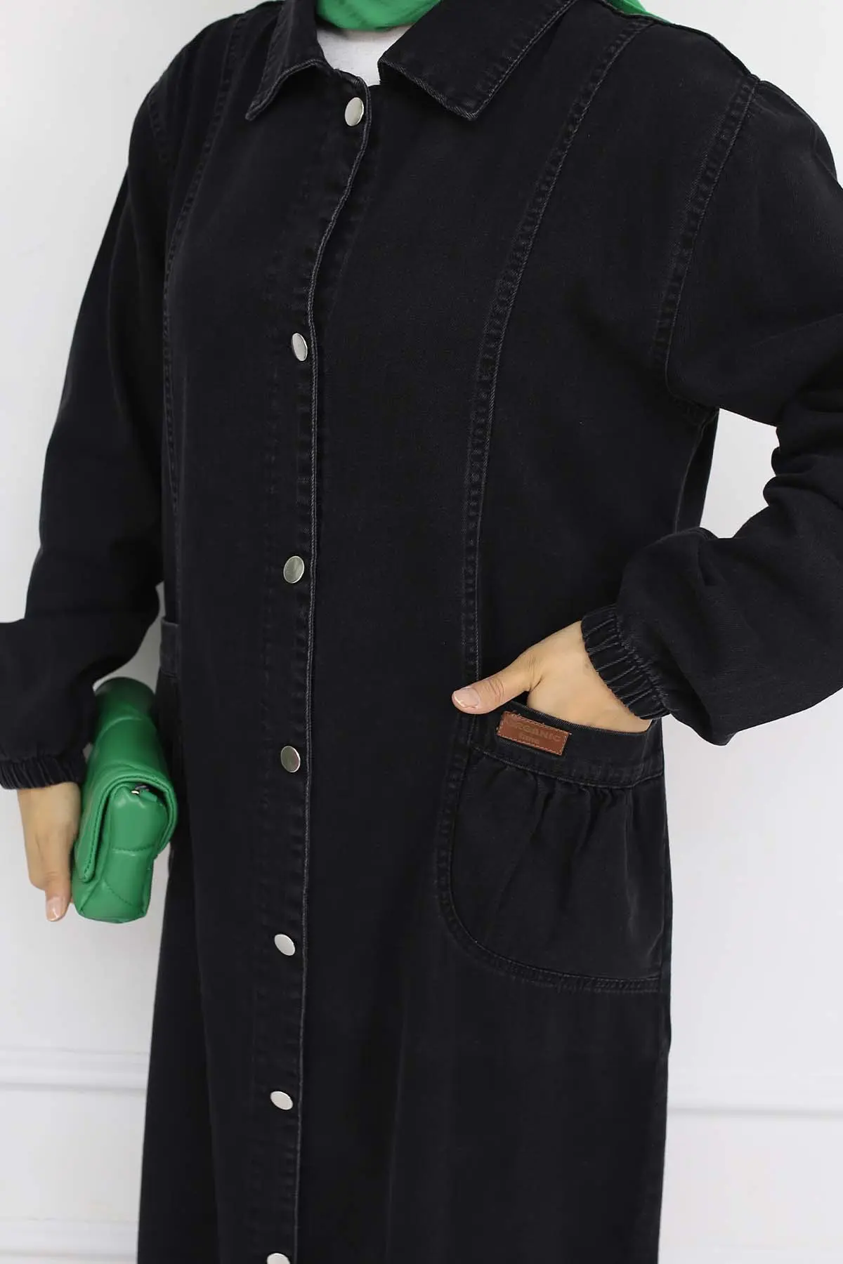 Button-front Denim Cape-detail
