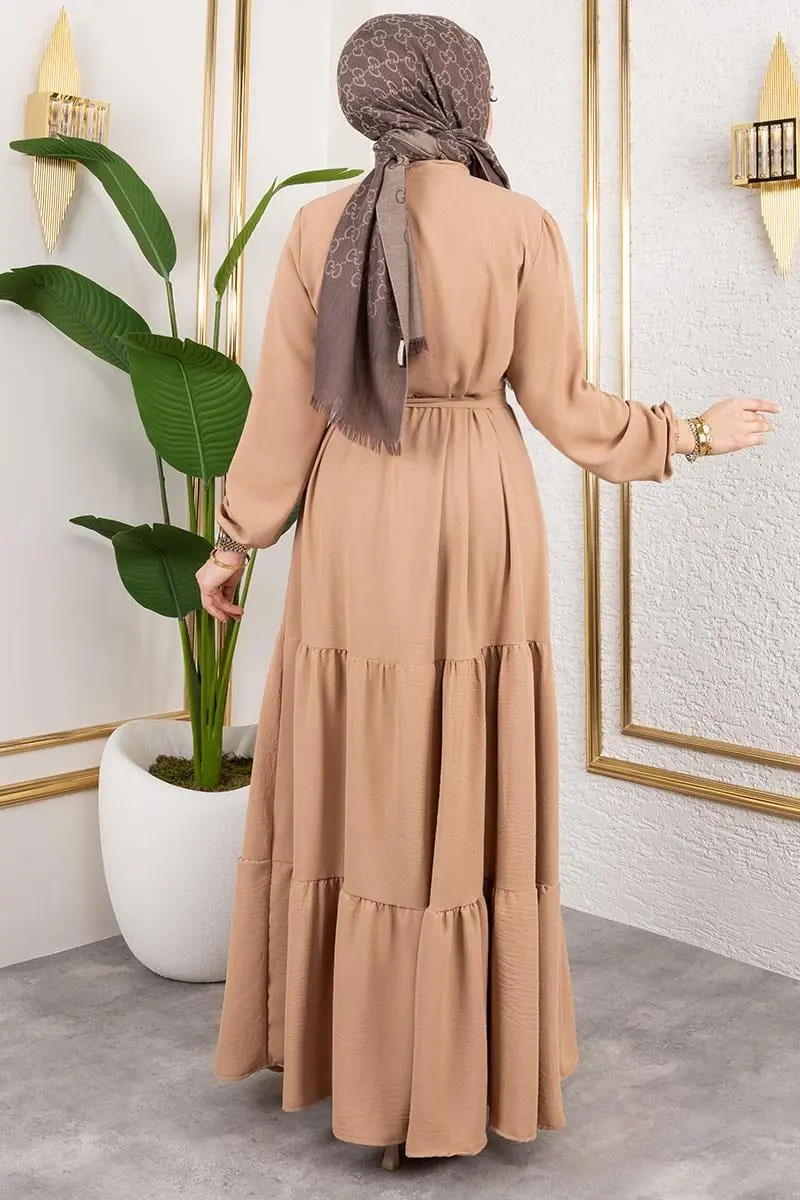 Önü Fırfır Detaylı Aerobin Elbise Vizon-detail