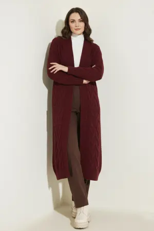 Long Knitted Cardigan With Knitted Pattern