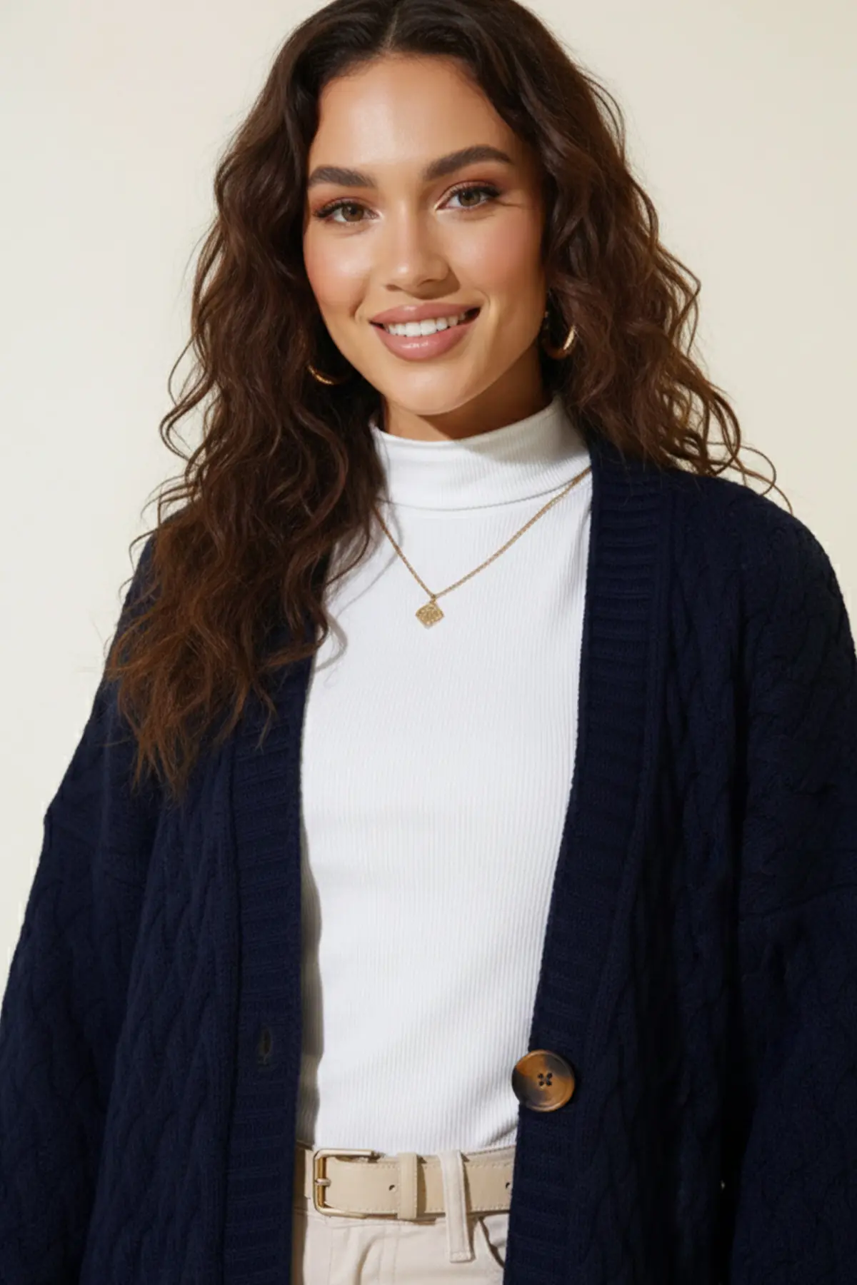 Örgü Desenli Uzun Triko Hırka-detail