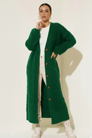 Long Knitted Cardigan With Knitted Pattern