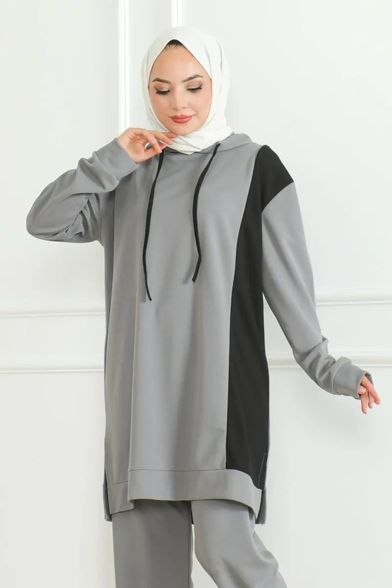 Oversize Spor Takım Gri-detail