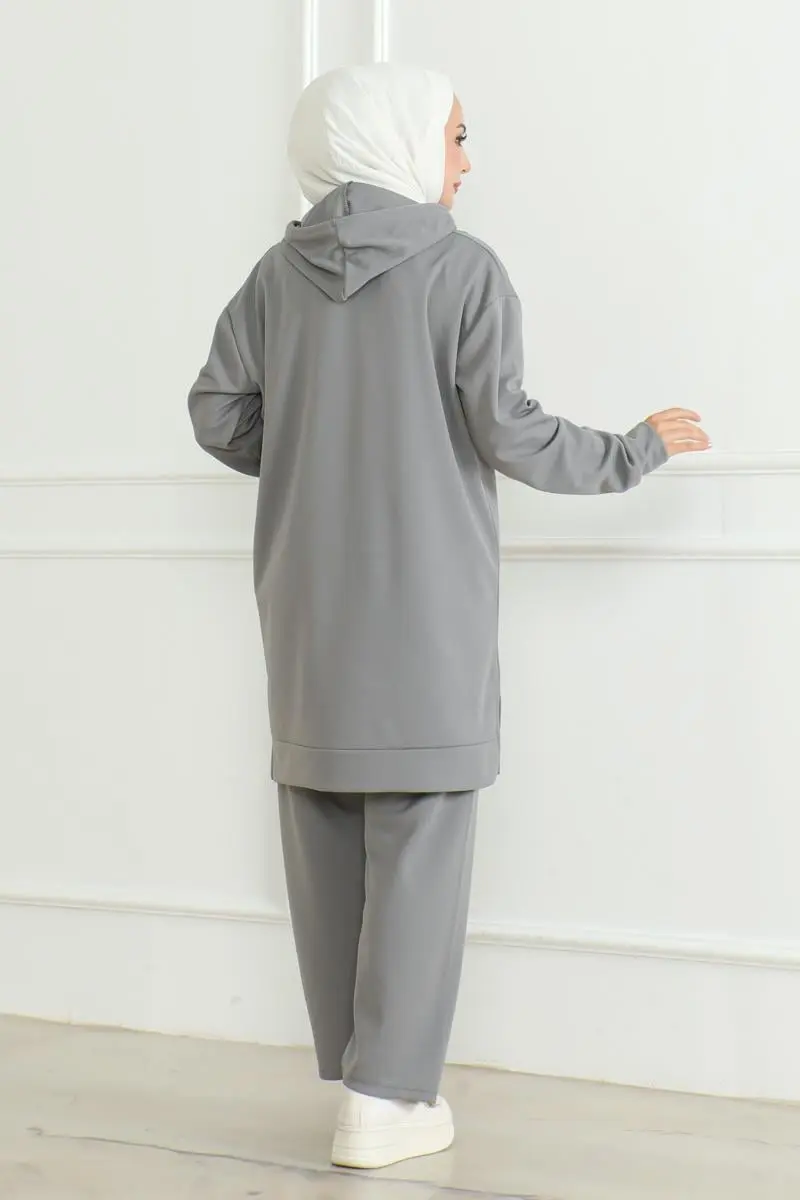 Oversize Spor Takım Gri-detail