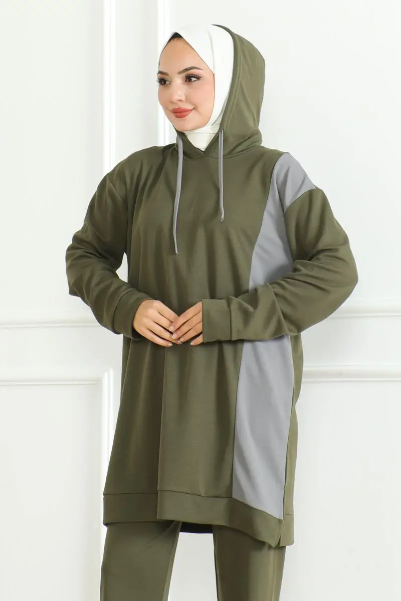 Oversize Spor Takım Haki-detail