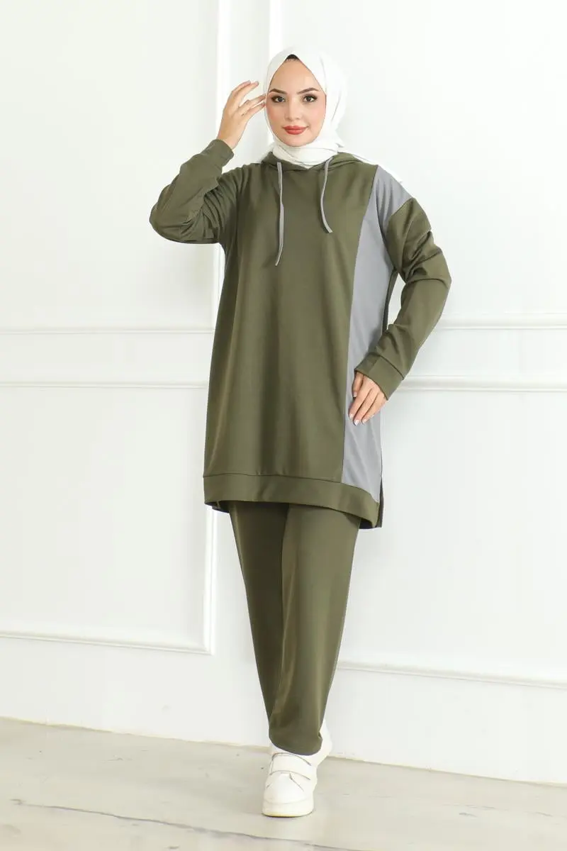 Oversize Spor Takım Haki-detail