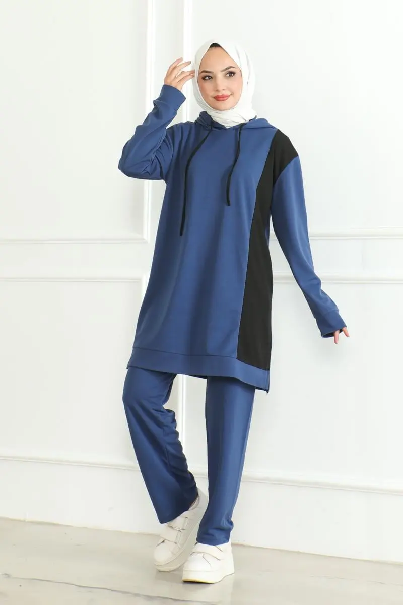 Oversize Spor Takım Indigo-detail