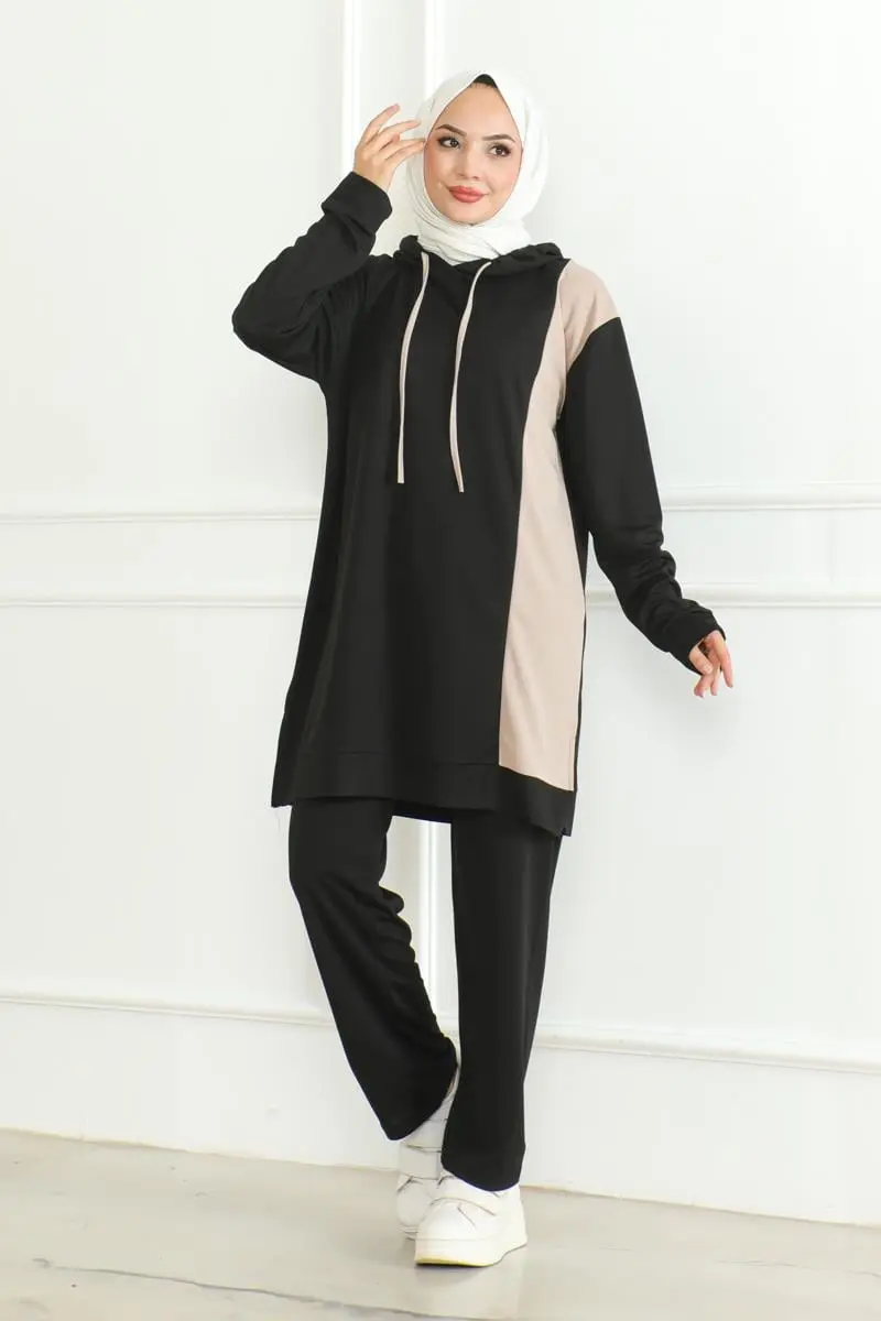 Oversize Spor Takım Siyah-detail