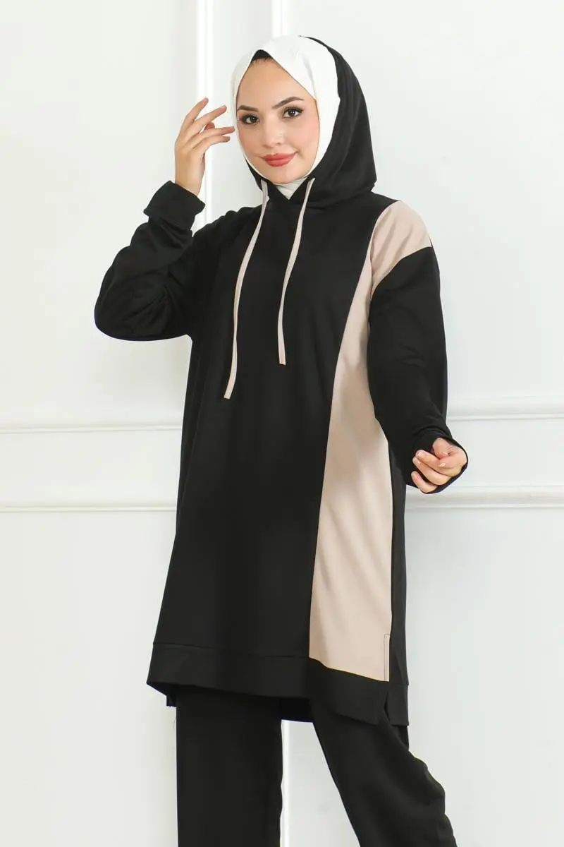 Oversize Spor Takım Siyah-detail