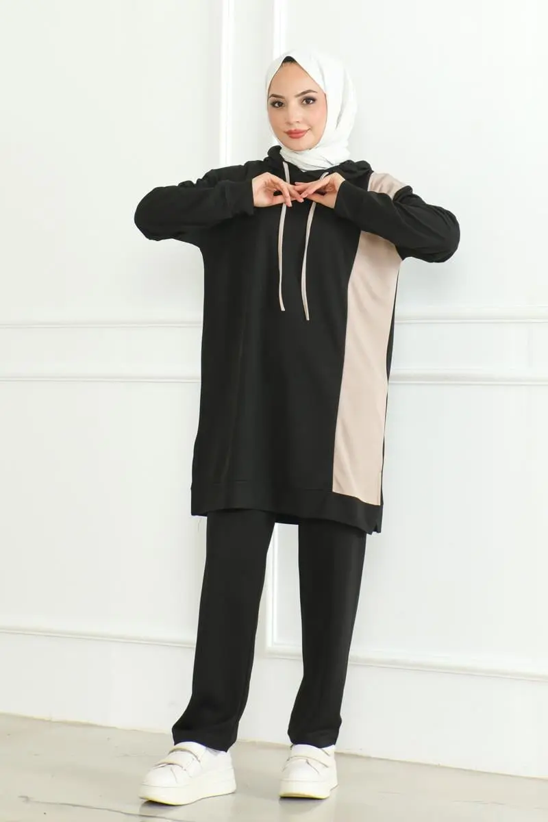 Oversize Spor Takım Siyah-detail