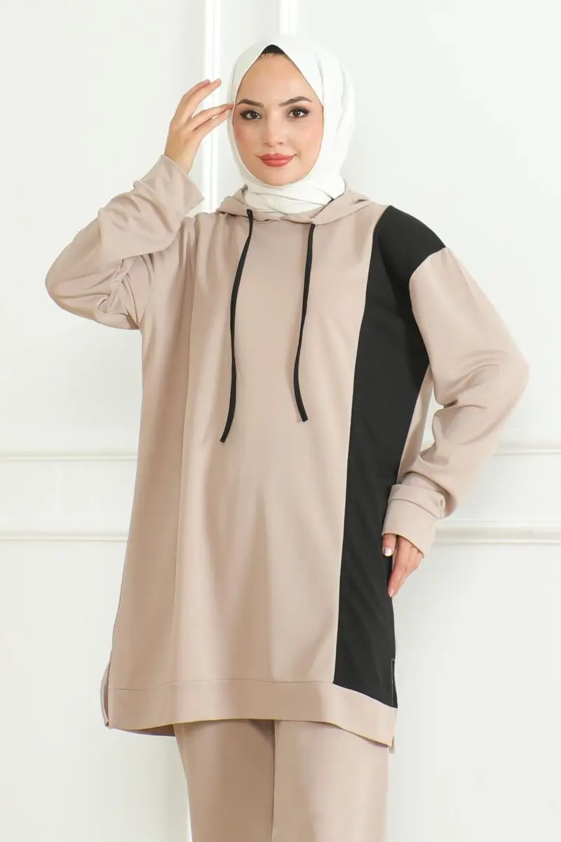 Oversize Spor Takım Vizon-detail