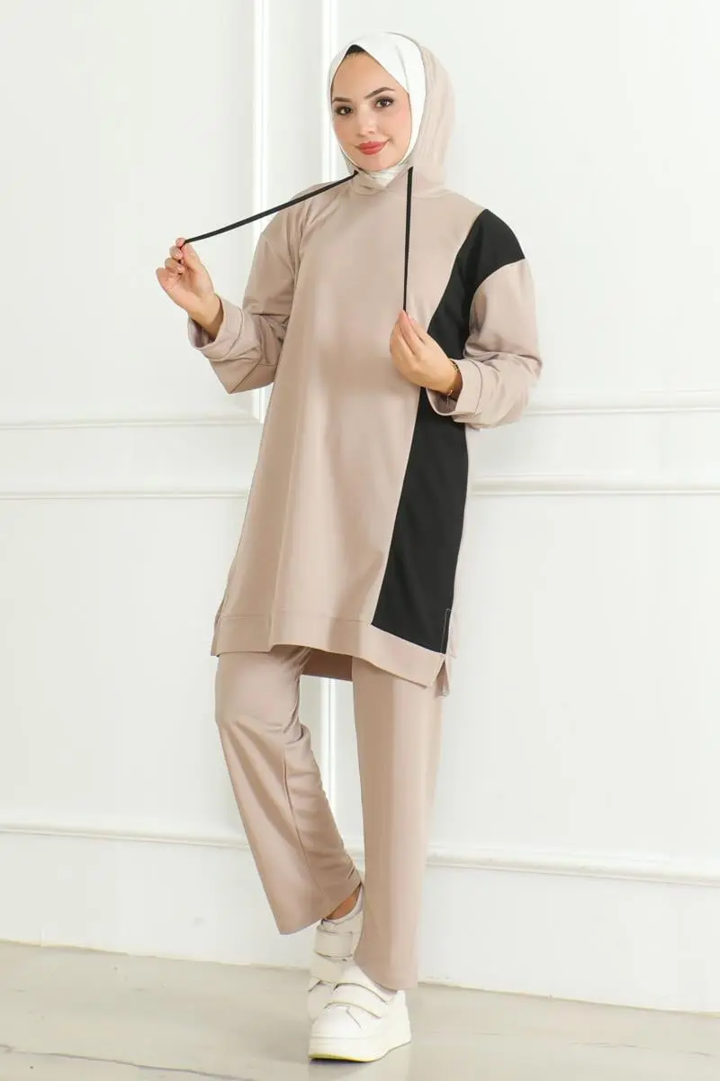 Oversize Spor Takım Vizon-detail