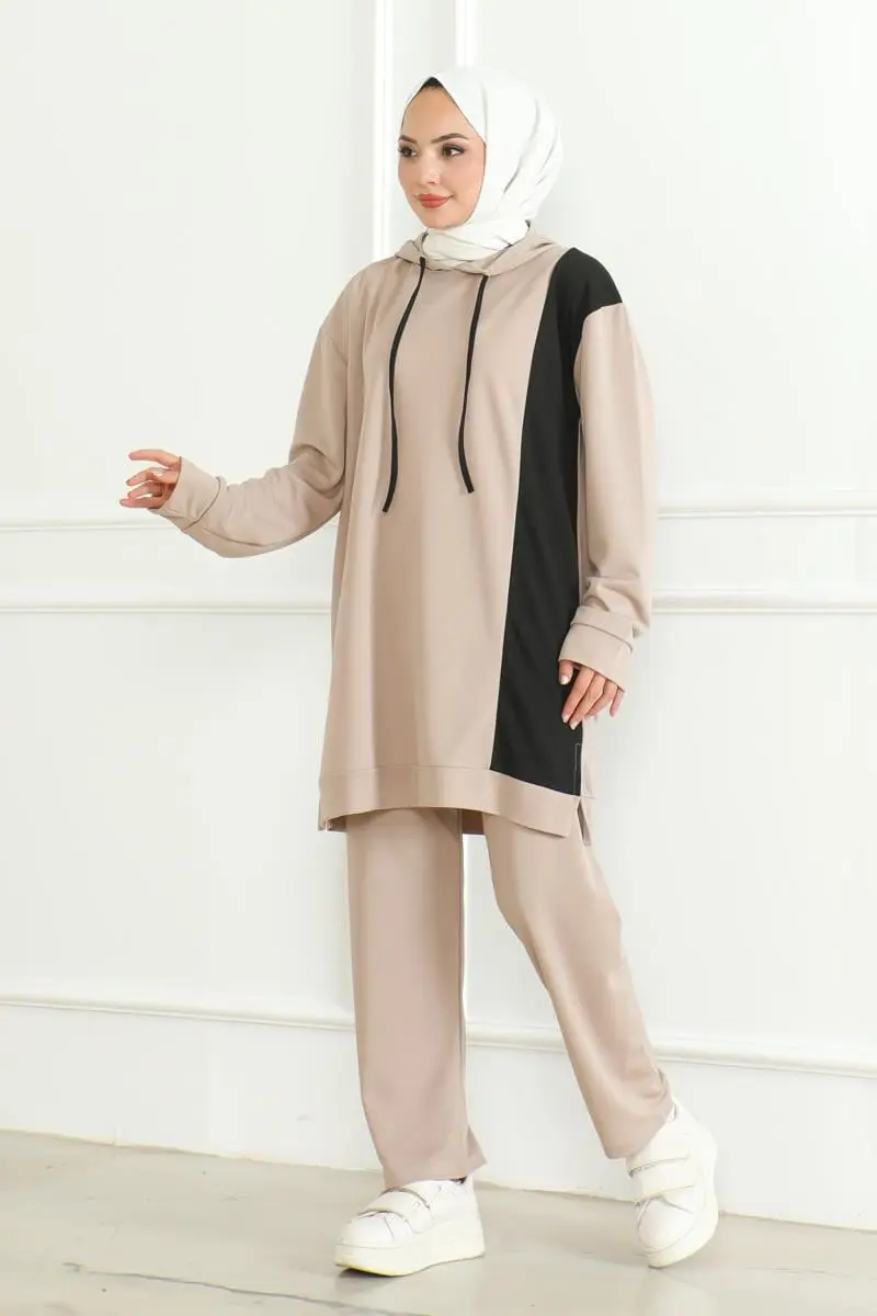 Oversize Spor Takım Vizon-detail