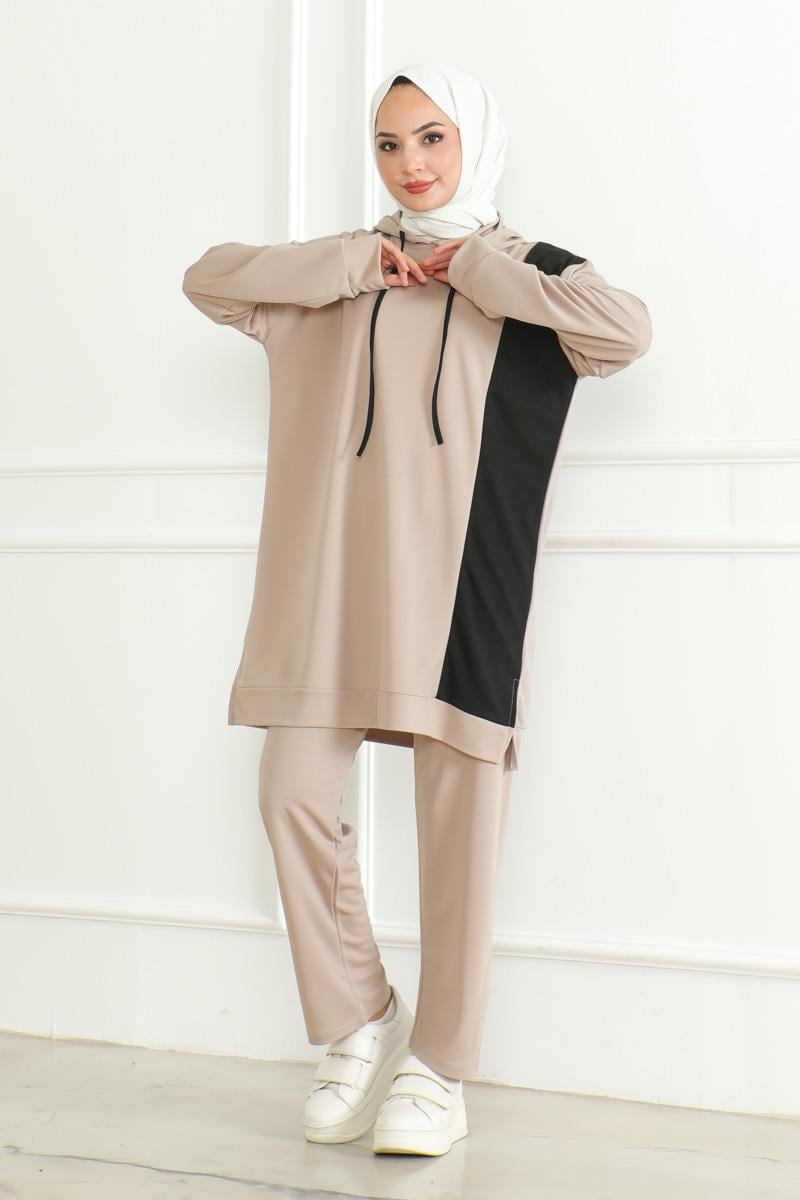 Oversize Spor Takım Vizon