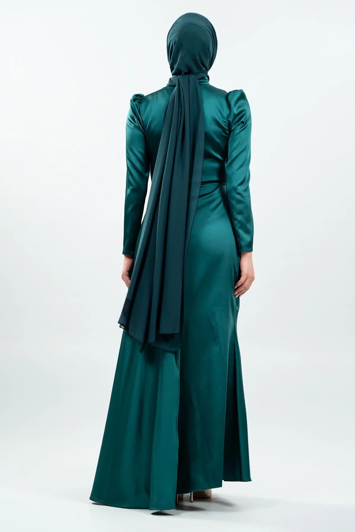 Özel Tasarım Taş Işlemeli Yeşil Tesettür Abiye-detail