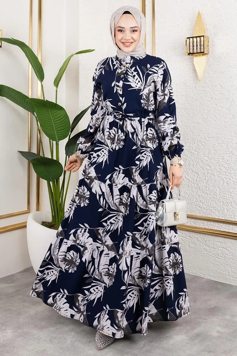 Palm Patterned Hijab Dress