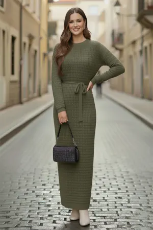 Palmiye Fileli Triko Elbise