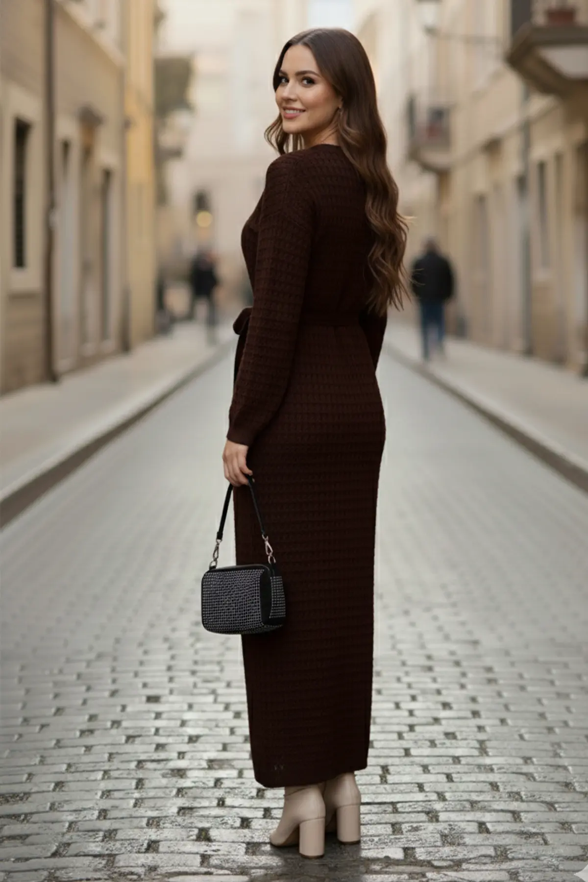 Palm Tree Mesh Knit Dress-detail