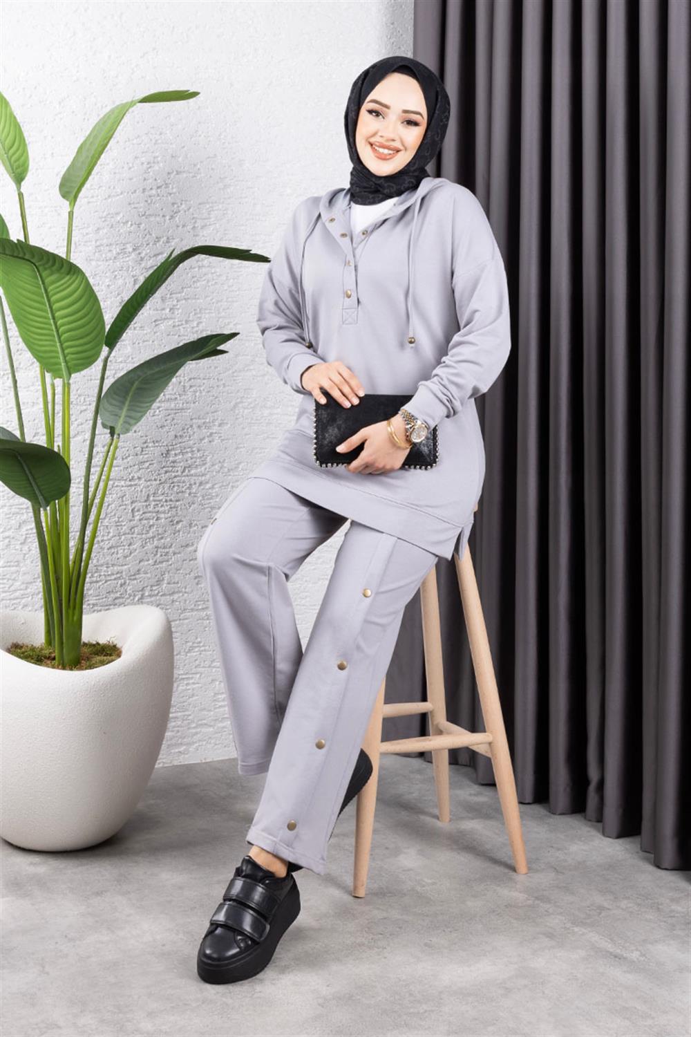 Sports Suit With Snap Detail On Trousers