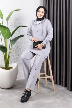Sports Suit With Snap Detail On Trousers