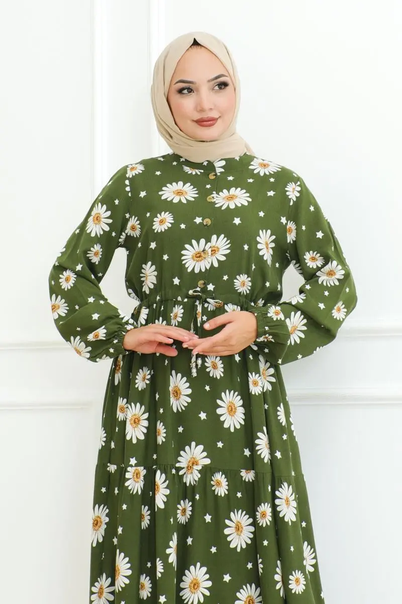 Daisy Patterned Hijab Dress-detail