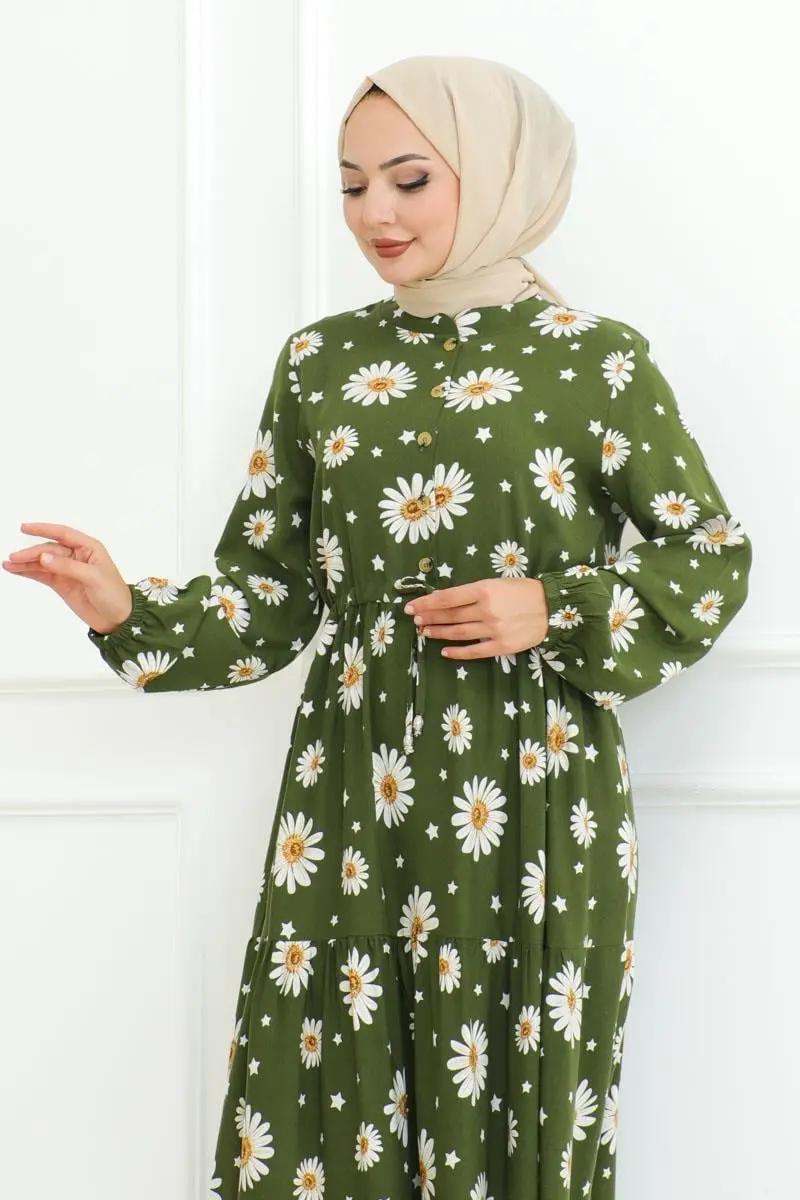 Daisy Patterned Hijab Dress-detail